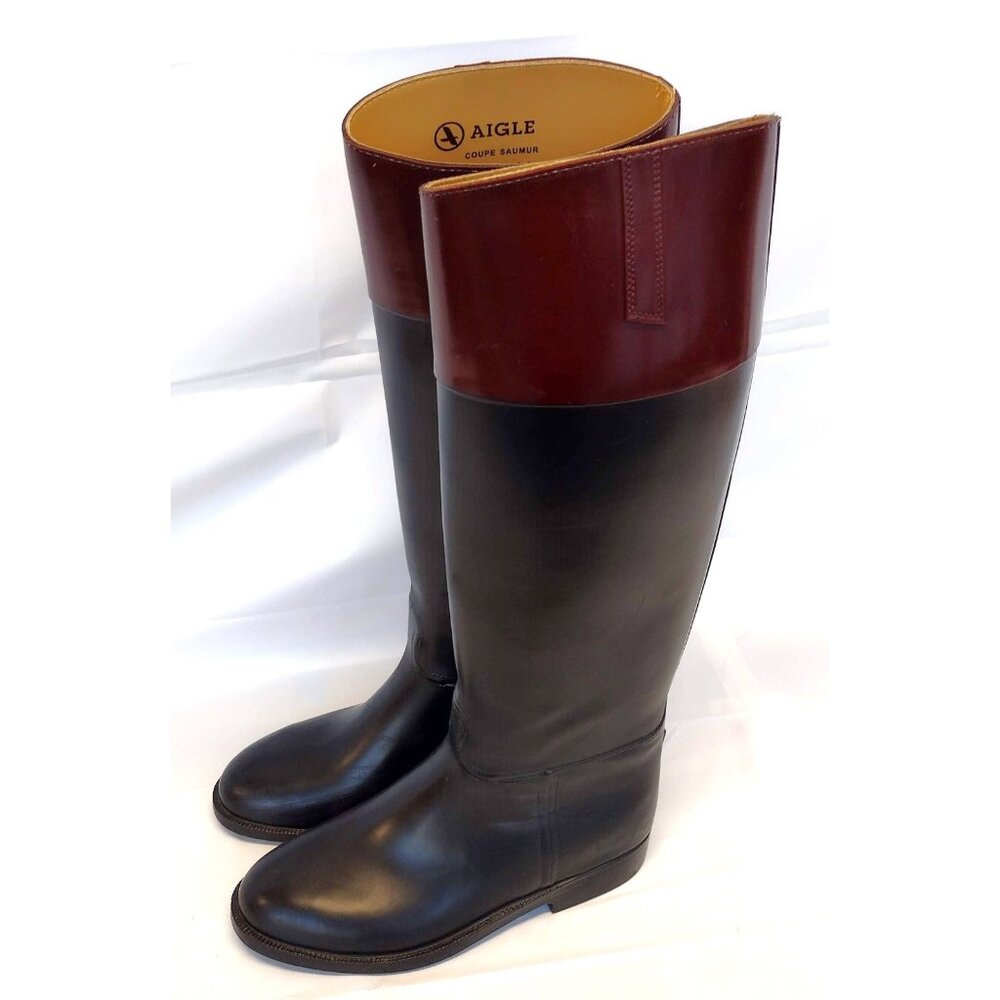 AIGLE Coup Saumur Cognac Unisex Rain Rubber Boots Wellington Equestrian 39